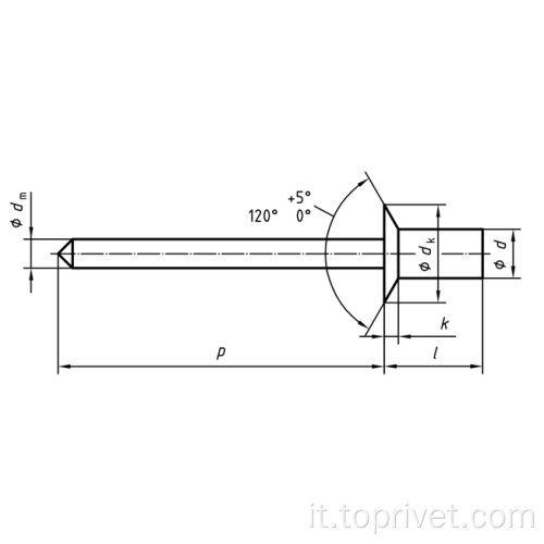 Rivet cieco con abbuncio in acciaio inossidabile